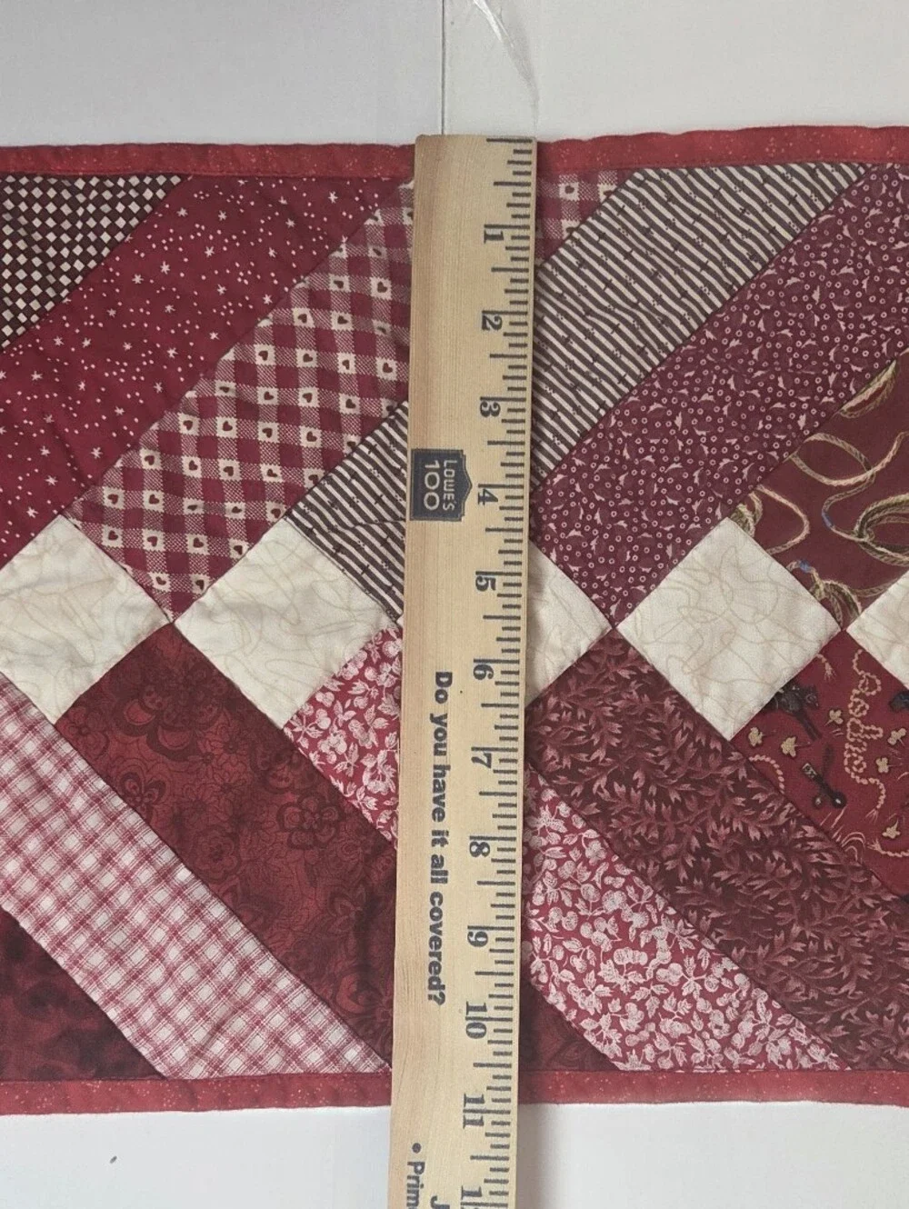 Red and Cream Quilted Table Runner